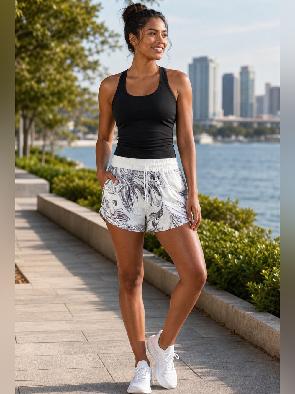 Athleta All Activity Shorts Marble Print Blue Purple White Size Large